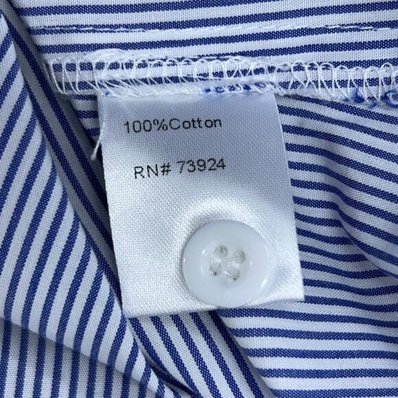 Ming Wang Womens Size S Button Front and Back Top Blue White Stripe Tunic Length - Picture 14 of 15